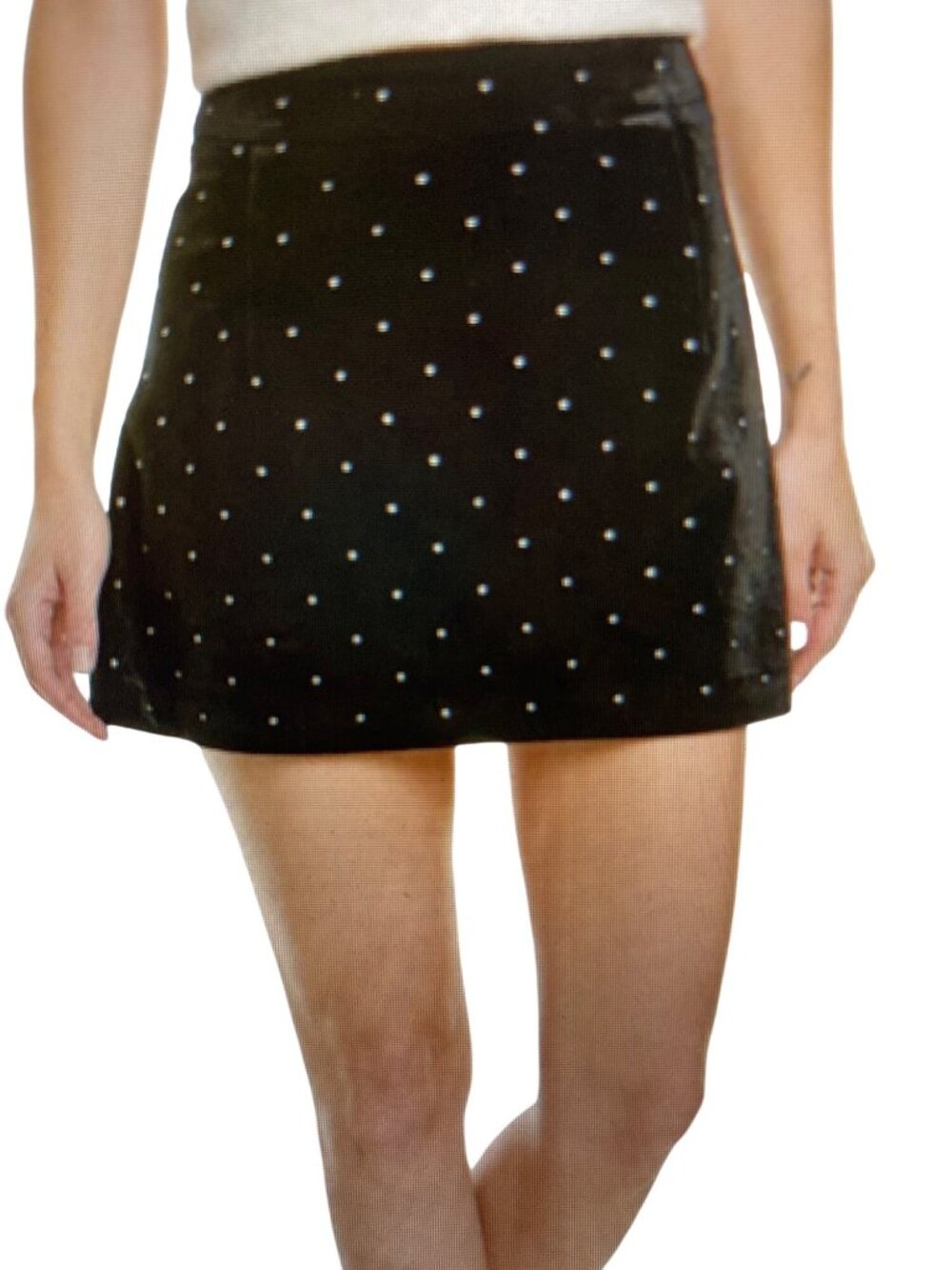 Annette Lepore Velvet White Crystal Studded Miniskirt Size Small NWT